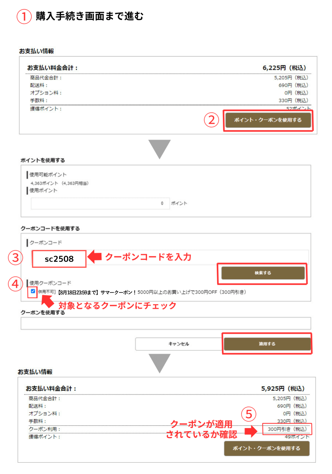 クーポンの利用手順
