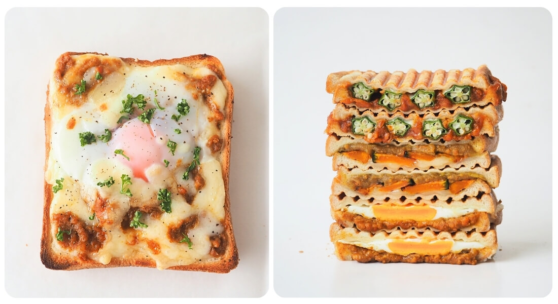 カレートーストとホットサンドの写真