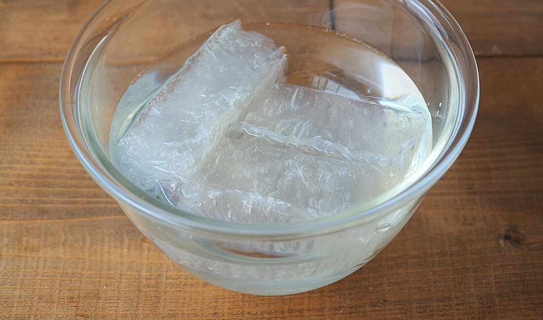 角寒天の浸水写真