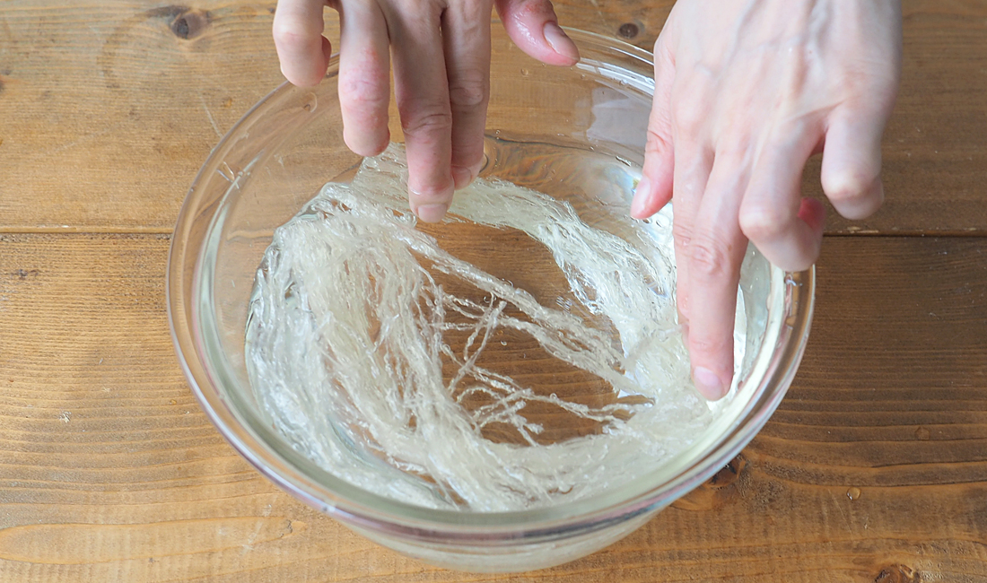 糸寒天の浸水写真