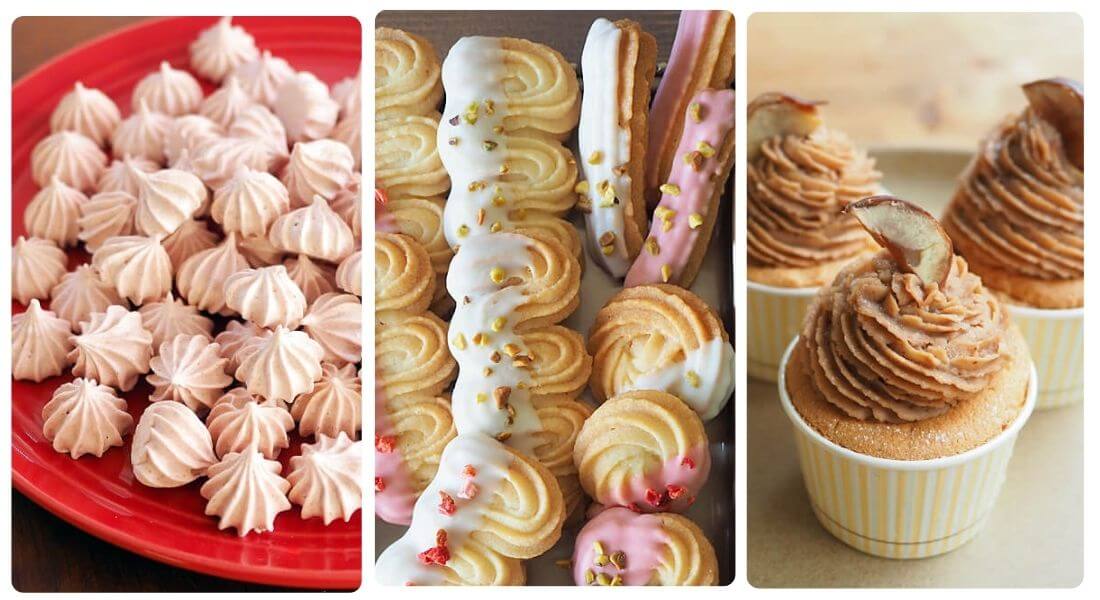 星口金で絞ったクッキーやマフィンの写真