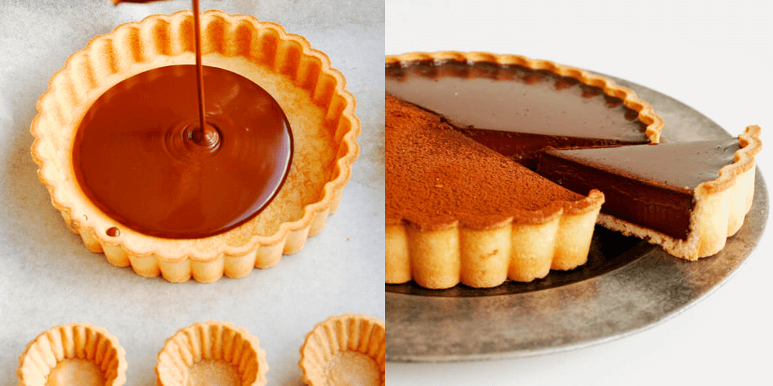 焼成済みタルトを使ったチョコタルトの写真