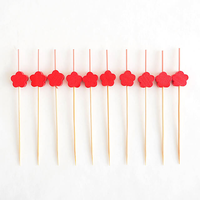 竹明庵工房 梅かんざし串9cm(赤) 10本