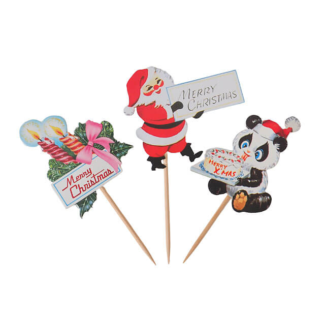 二ホンローソク つまようじピック(ローソク サンタ パンダ) 3種6本セット