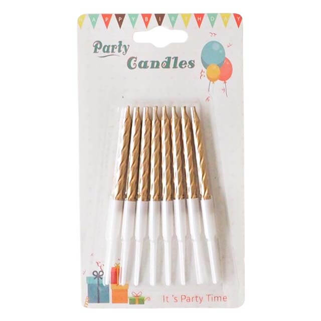 ニホンローソク パーティーキャンドル スパイラルゴールド 8本入