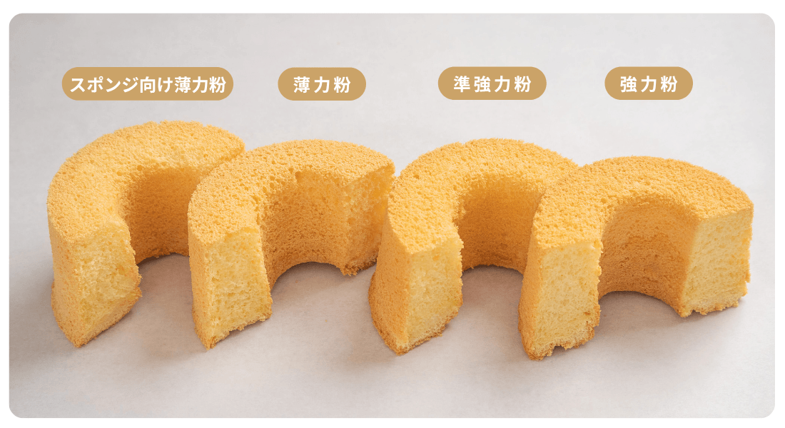 4種の小麦粉でシフォンケーキを焼き比べた結果_キメの細かさ