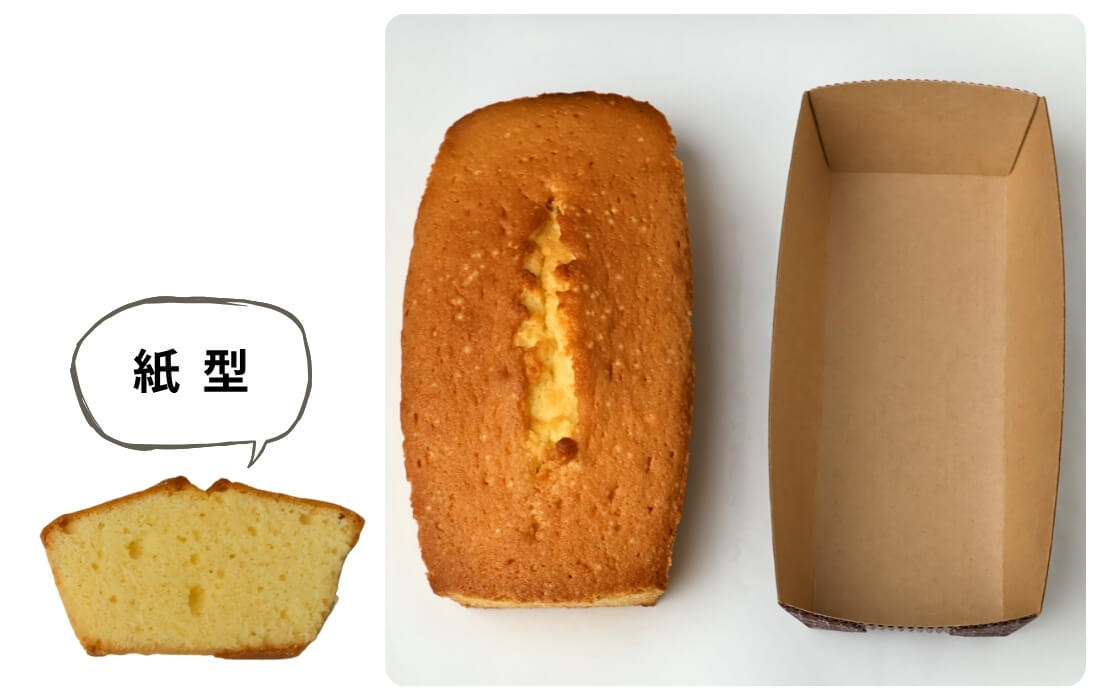 紙製とパウンドケーキの写真