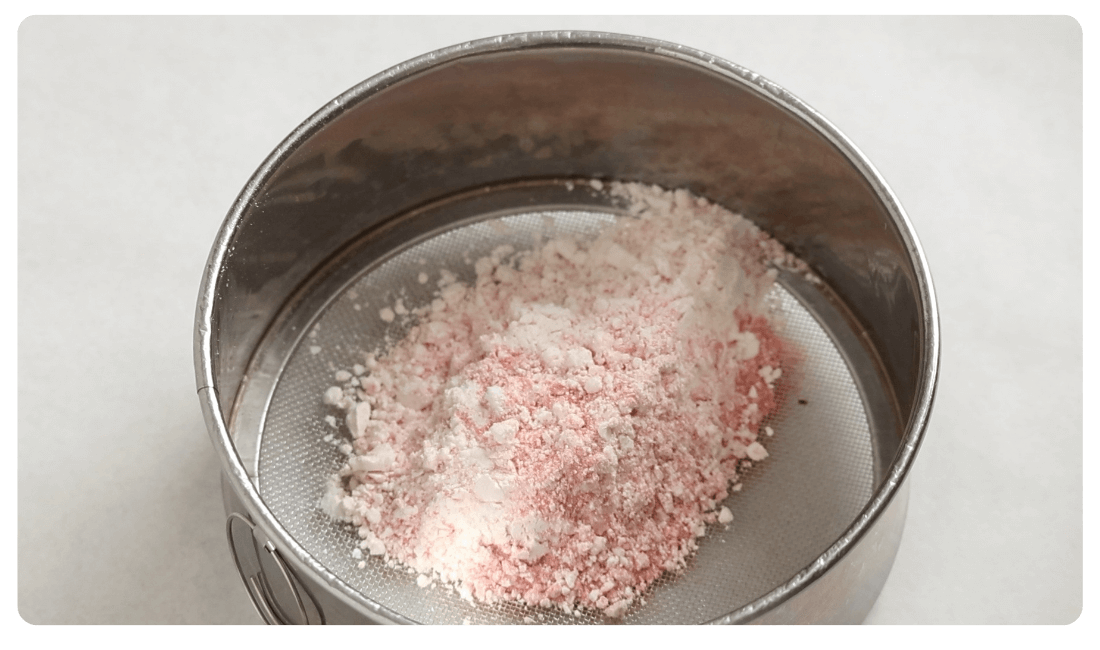 桜パウダーをふるいにかけている写真